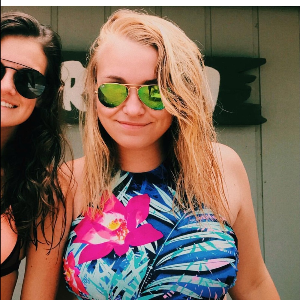 Tropical Halter Swim Top